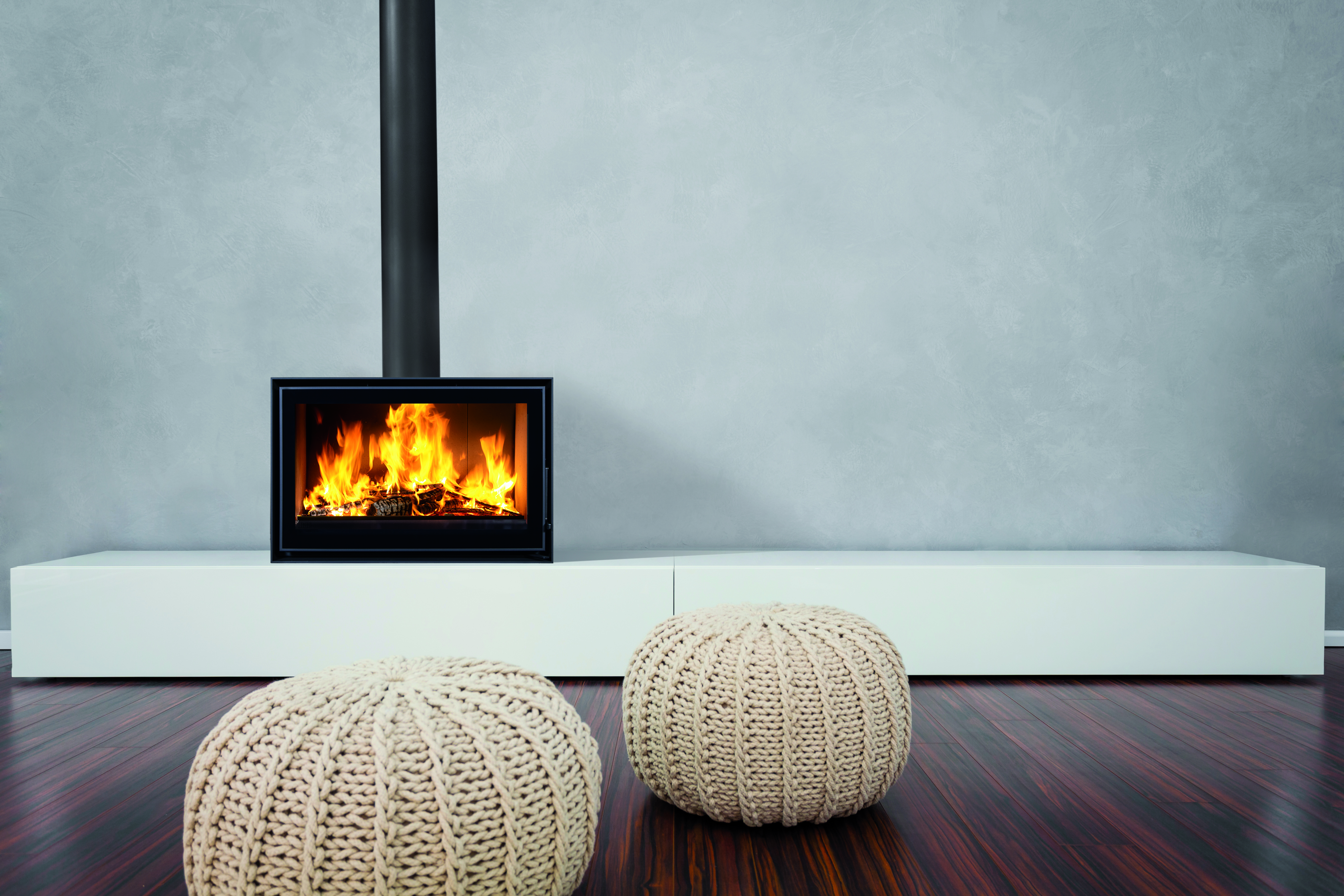 Photo of a wood insert fireplace
