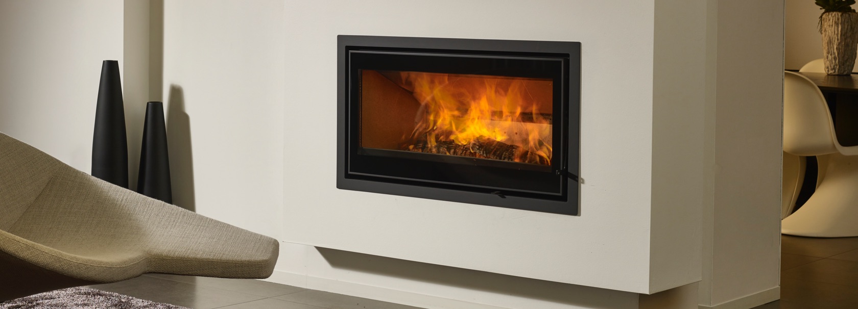 Photo of a wood  built-in fireplace